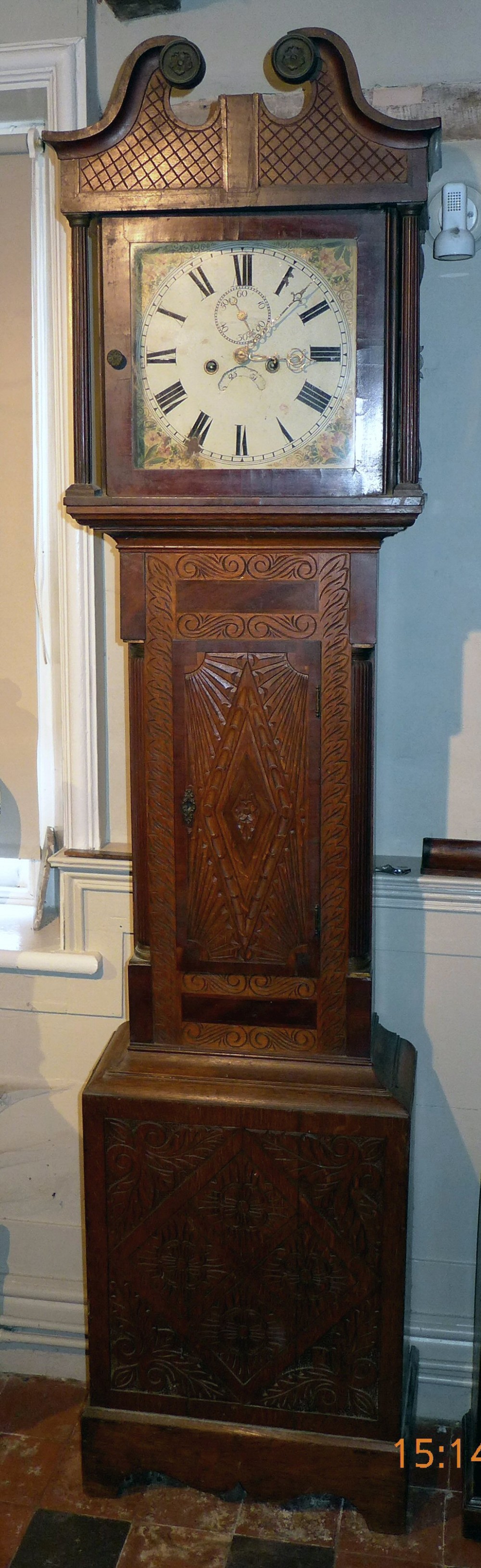 19th Century Carved Oak 8 Day Longcase Clock (1 of 1)