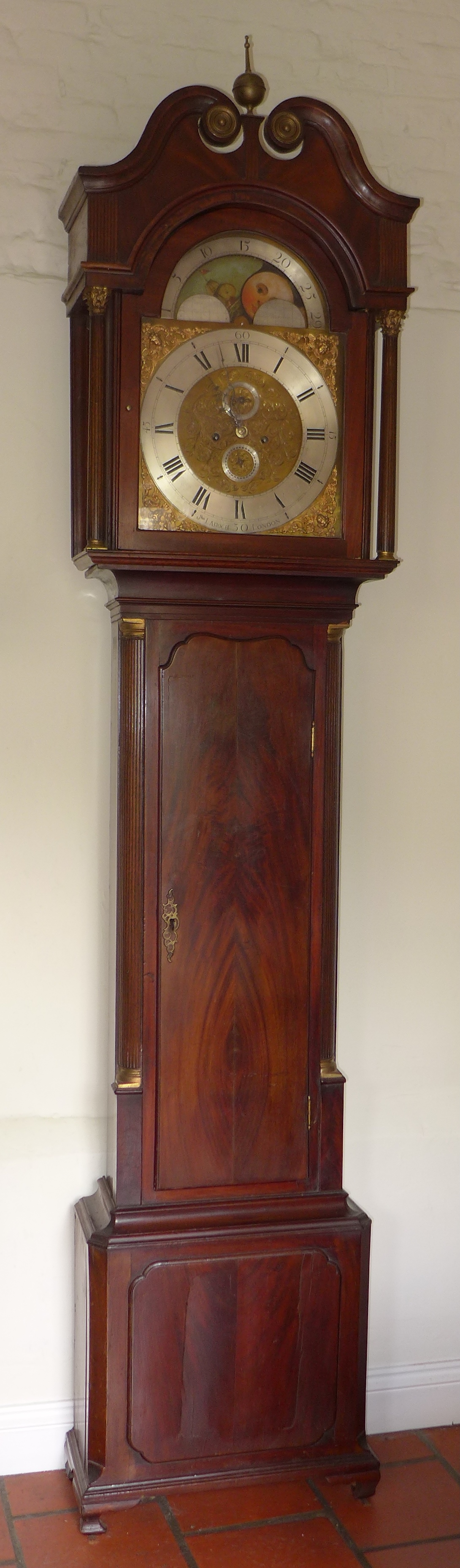 18th Century Mahogany Moon Dial Longcase Clock (1 of 1)