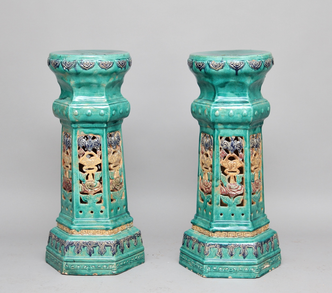 Pair of Chinese Porcelain Pedestals c.1910 (1 of 8) Pair of Chinese Porcelain Pedestals c.1910 (1 of 8)