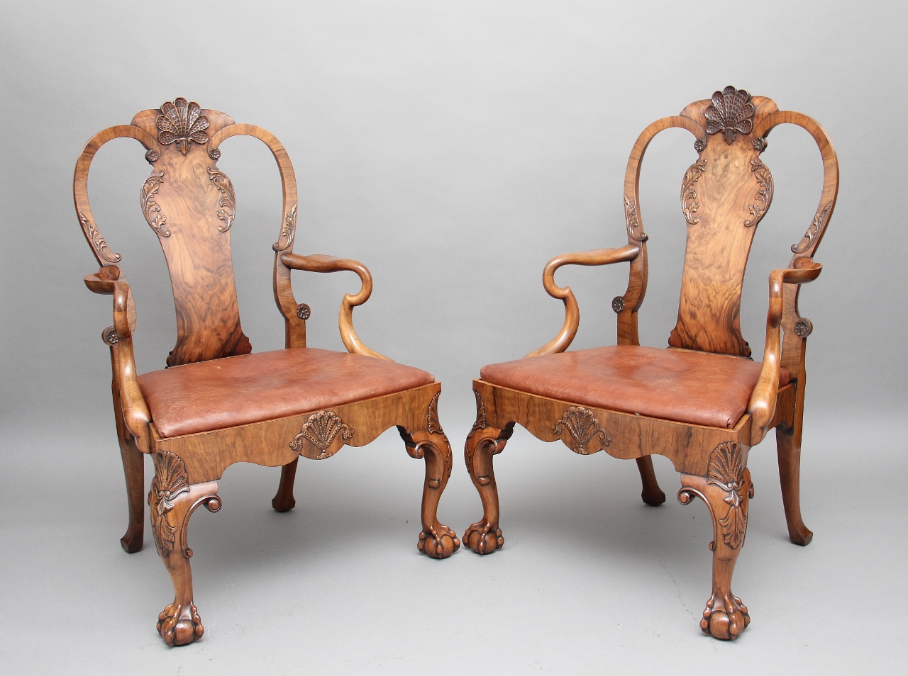 Pair of Early 20th Century Walnut Open Armchairs (1 of 1) Pair of Early 20th Century Walnut Open Armchairs (1 of 1)