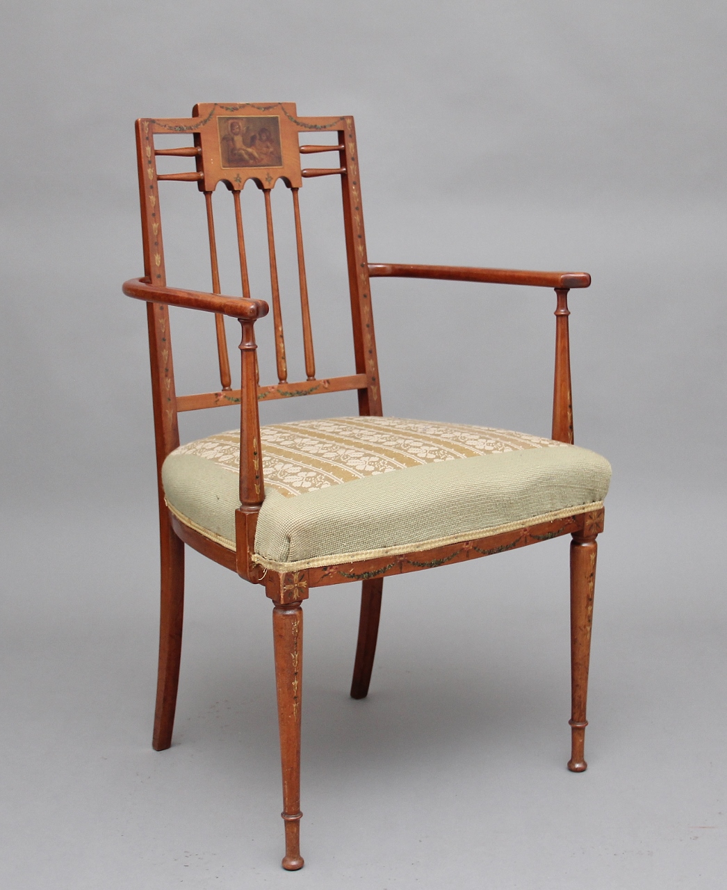Early 20th Century Sheraton Revival Satinwood Armchair (1 of 1) Early 20th Century Sheraton Revival Satinwood Armchair (1 of 1)
