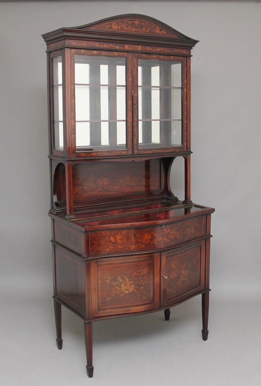 19th Century Mahogany and Inlaid Display Cabinet (1 of 1) 19th Century Mahogany and Inlaid Display Cabinet (1 of 1)