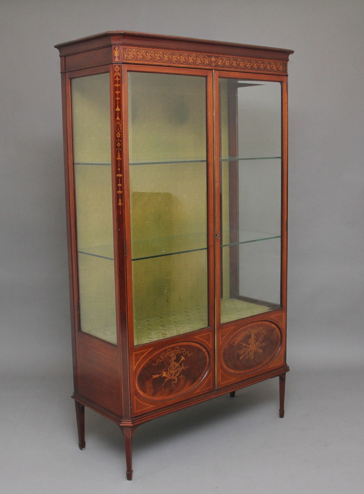 19th Century Mahogany & Inlaid Display Cabinet (1 of 13)