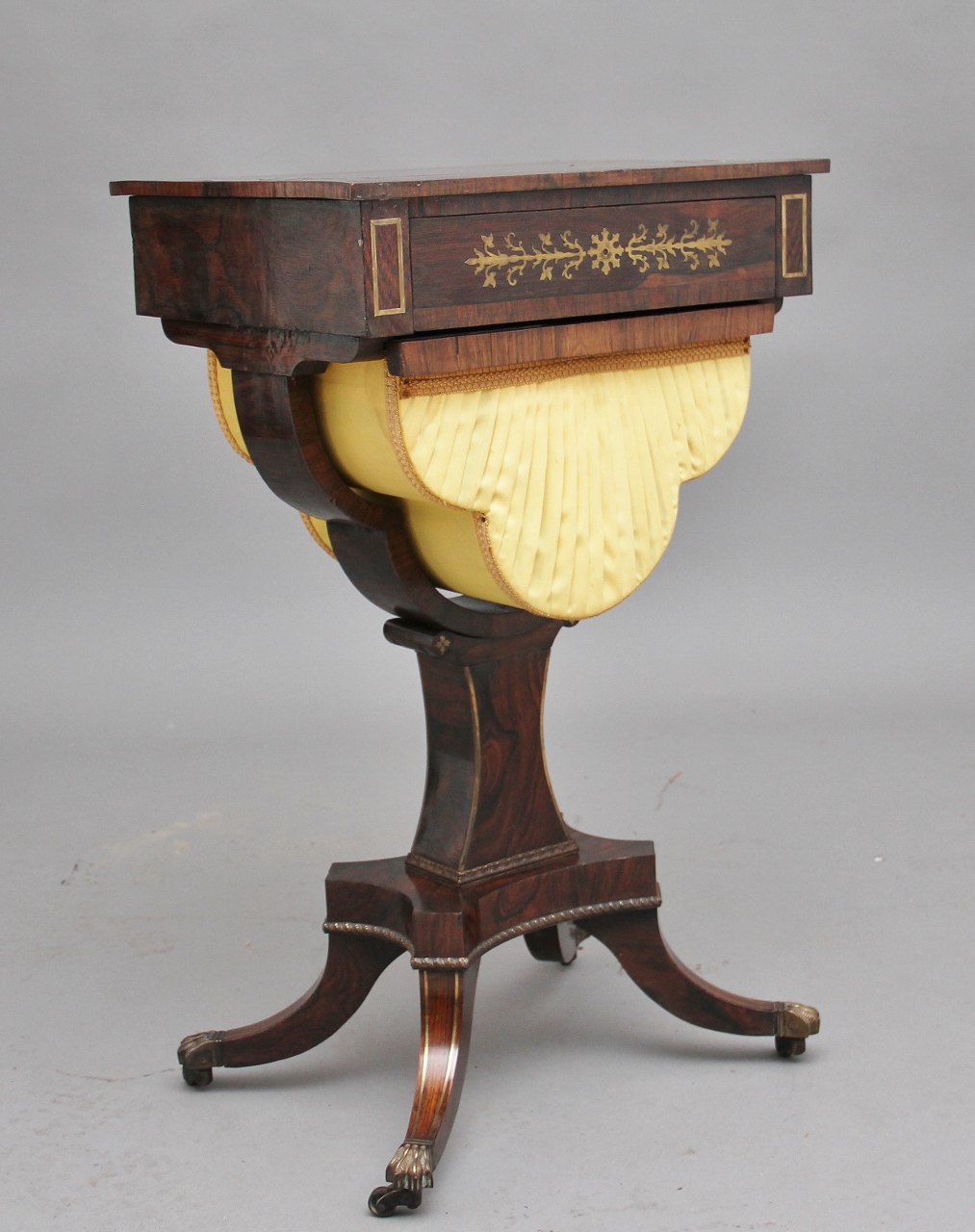 Early 19th Century Rosewood & Brass Inlaid Work Table (1 of 13)