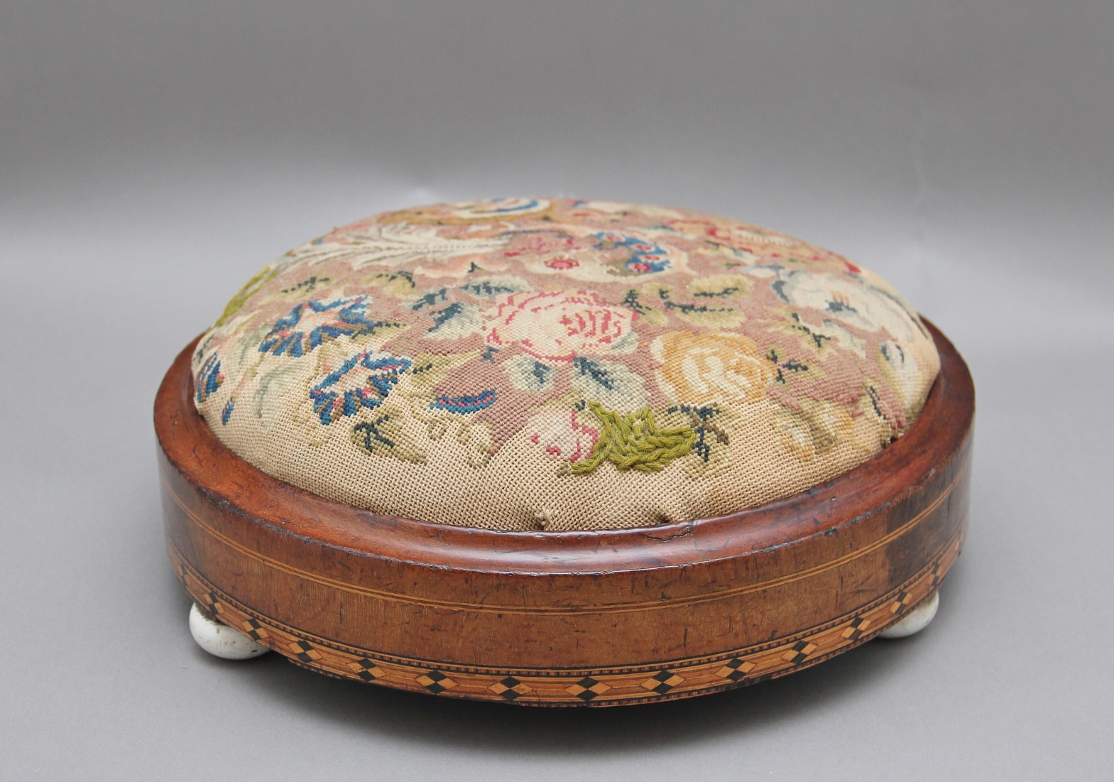 19th Century Mahogany & Inlaid Foot Stool (1 of 8)