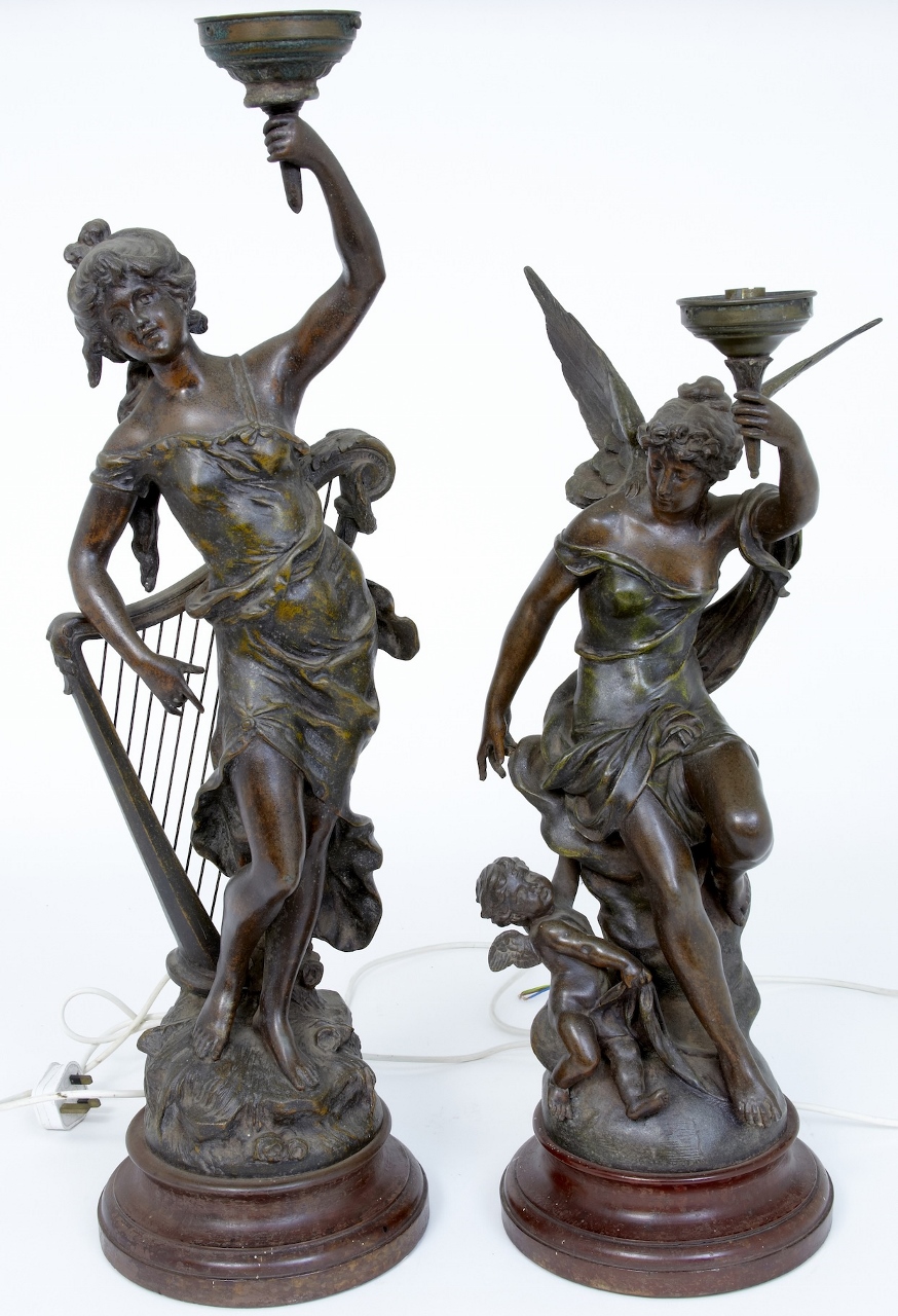 Pair of Spelter Lamps c.1880 (1 of 6)