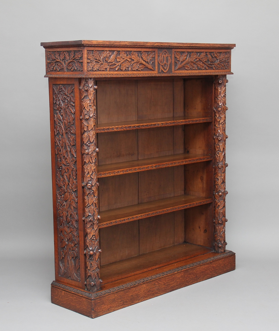 19th Century Carved Oak Bookcase c.1880 (1 of 1)