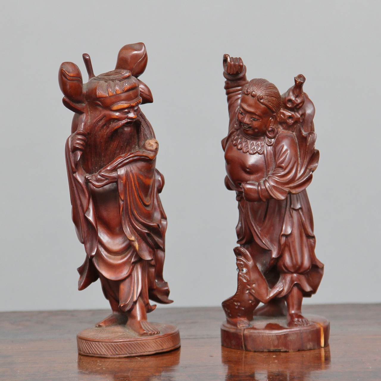 Pair of 19th Century Chinese Root Carvings c.1880 (1 of 6)