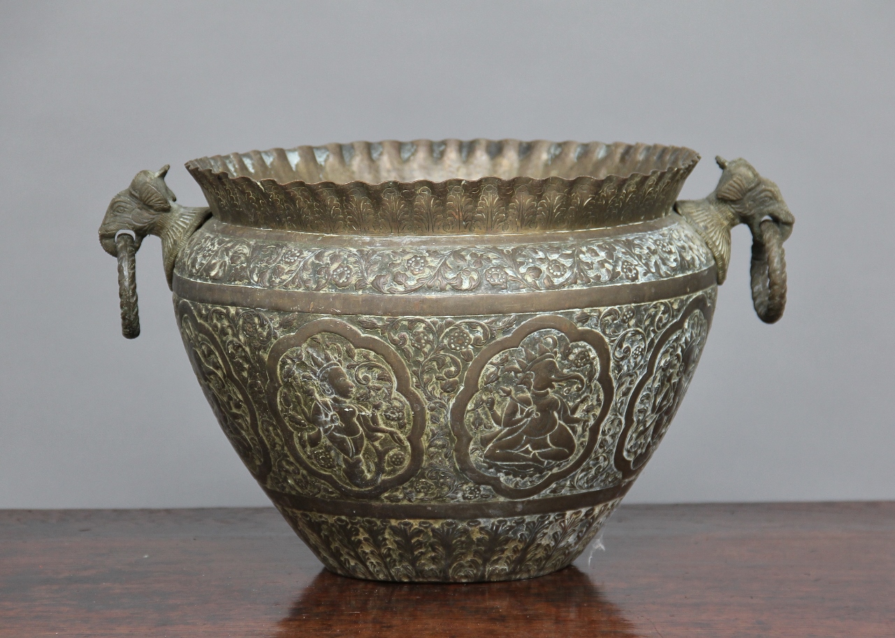 19th Century Engraved Brass Bowl (1 of 5)