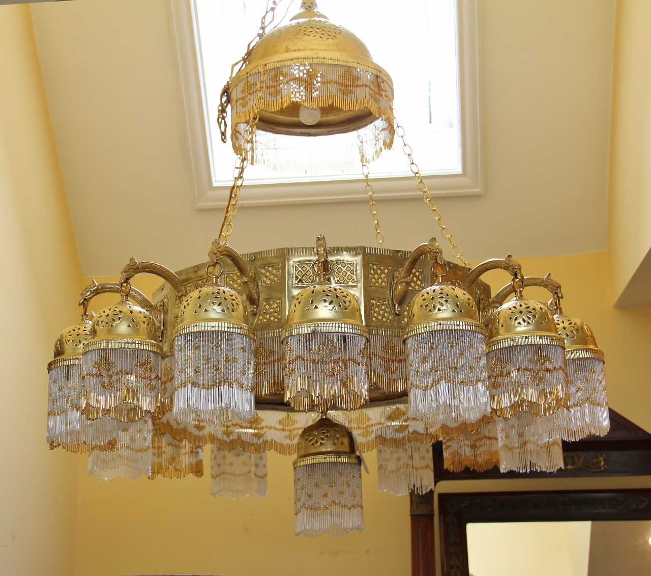 Early 20th Century Brass & Murano Glass Chandelier c.1920 (1 of 1) Early 20th Century Brass & Murano Glass Chandelier c.1920 (1 of 1)