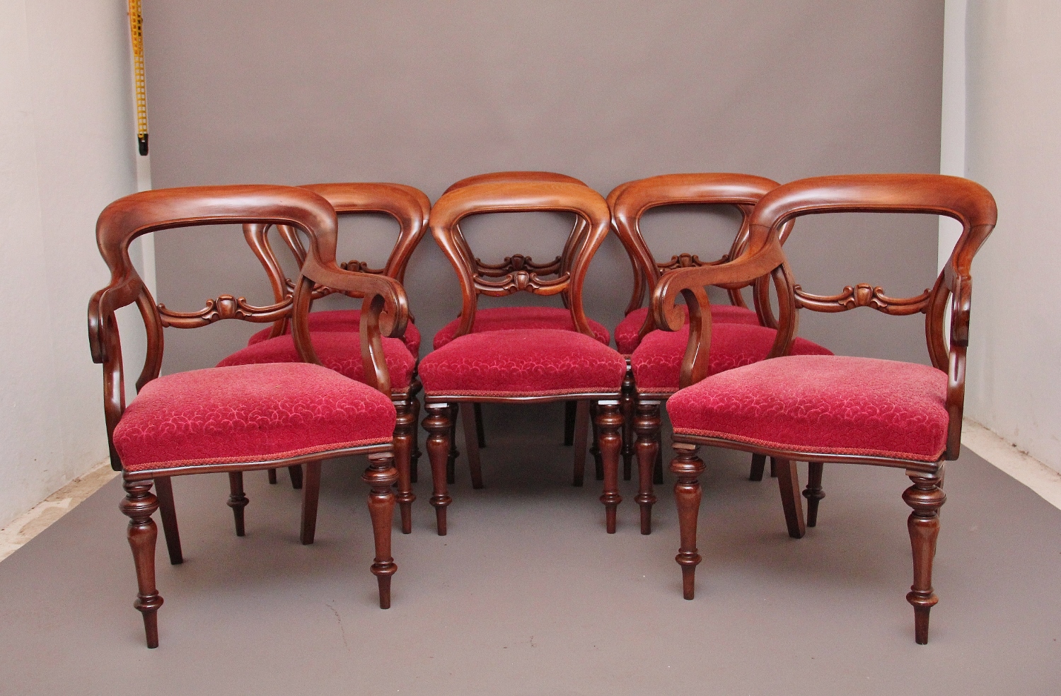 Set of 6 + 2 Mahogany Balloon Back Chairs c.1870 (1 of 1)