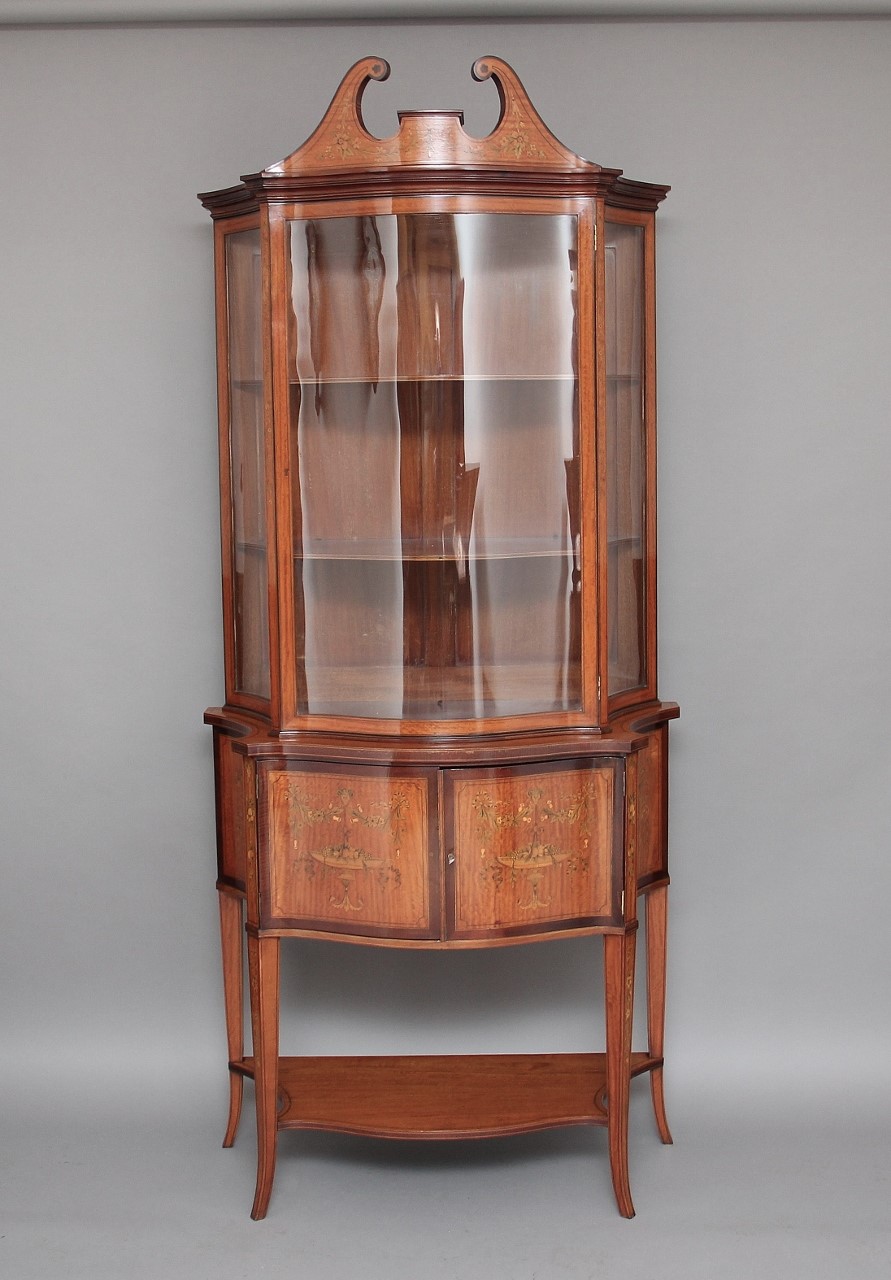 19th Century Satinwood Inlaid Display Cabinet (1 of 14)