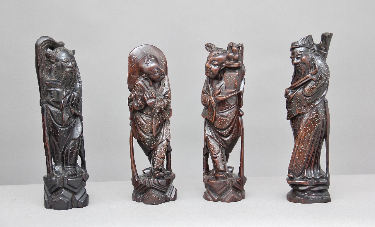 Set of Four 19th Century Root Carvings c.1880 (1 of 8)