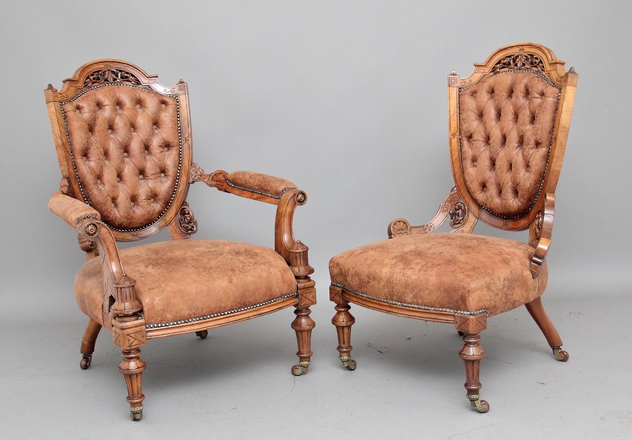 Pair of 19th Century Walnut Chairs (1 of 1) Pair of 19th Century Walnut Chairs (1 of 1)