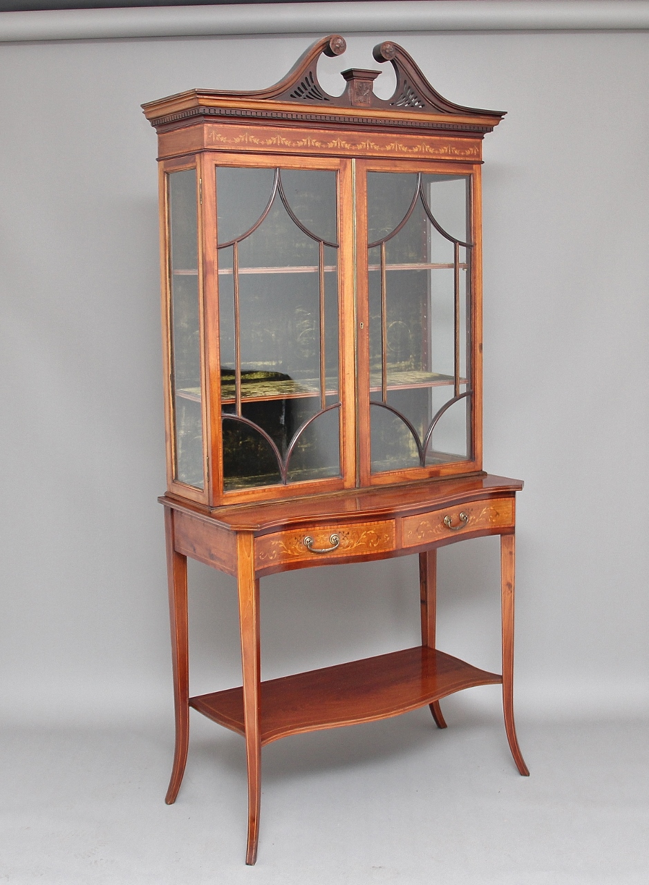 19th Century Mahogany and Inlaid Display Cabinet (1 of 1) 19th Century Mahogany and Inlaid Display Cabinet (1 of 1)