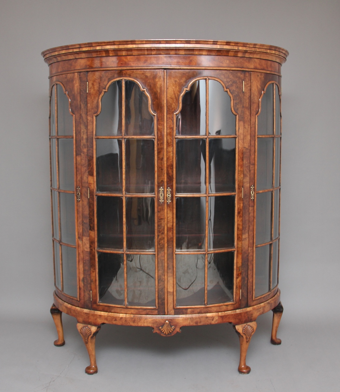 Walnut Bowfronted Display Cabinet c.1910 (1 of 1) Walnut Bowfronted Display Cabinet c.1910 (1 of 1)