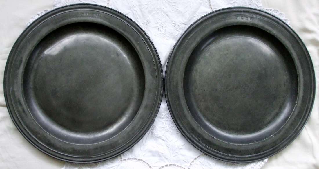 Pair of Antique English William III Pewter Chargers ~ William Banckes ~ Cotterell O.P. 240 (1 of 1)
