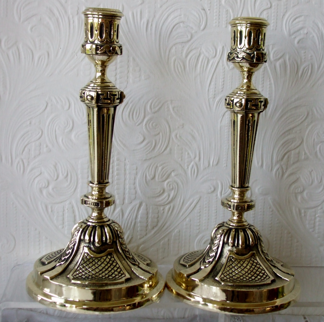 Pair of Antique French Second Empire Brass Candlesticks (1 of 1)