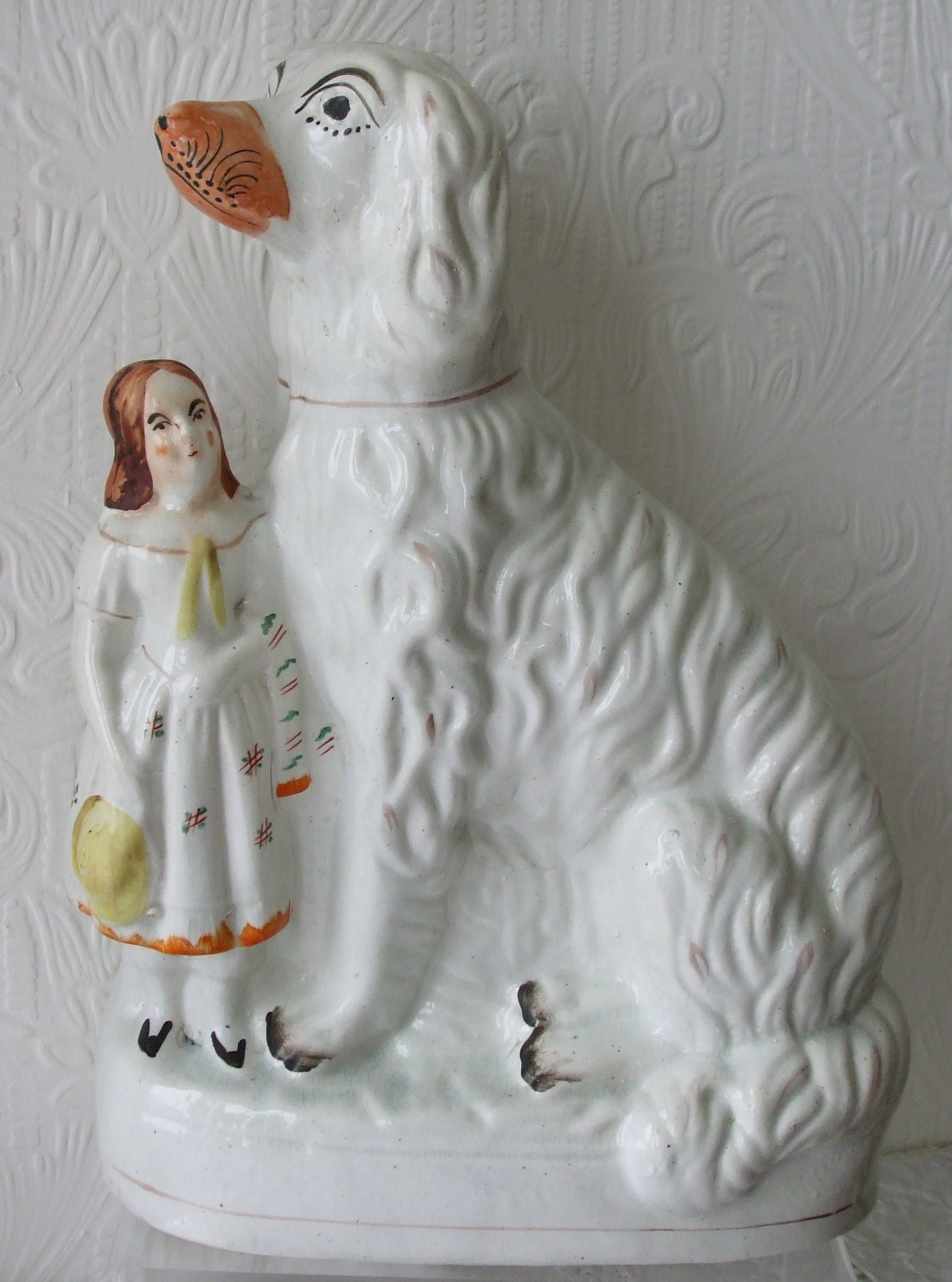 Antique English Victorian Staffordshire Pottery Afghan Hound (1 of 1)