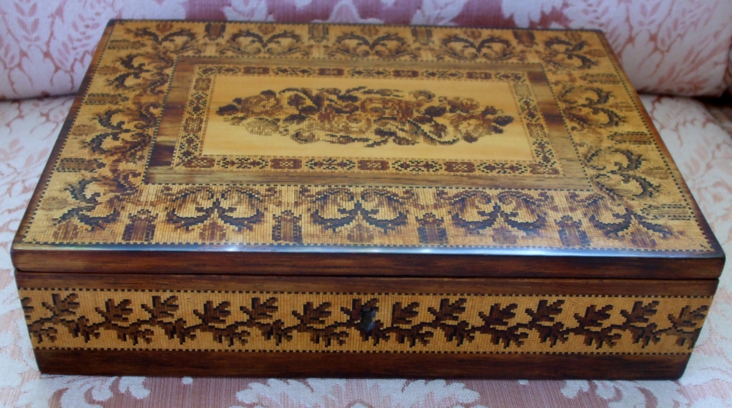 Antique English Victorian Tunbridge Ware Writing Slope (1 of 1)