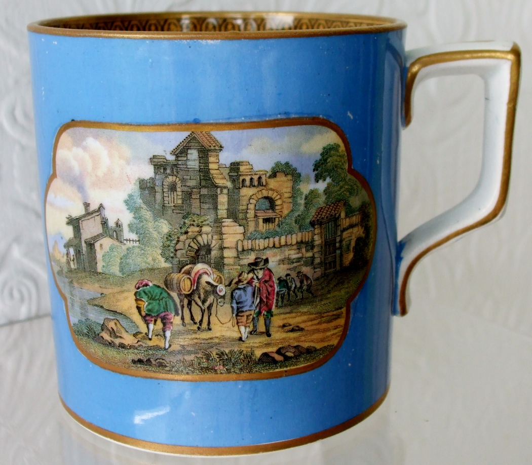 Antique English Victorian Pratt-Ware Half Pint Pottery Mug (1 of 1)