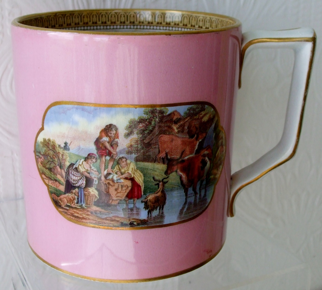 Antique English Victorian Pratt-Ware One Litre Pottery Mug (1 of 1)