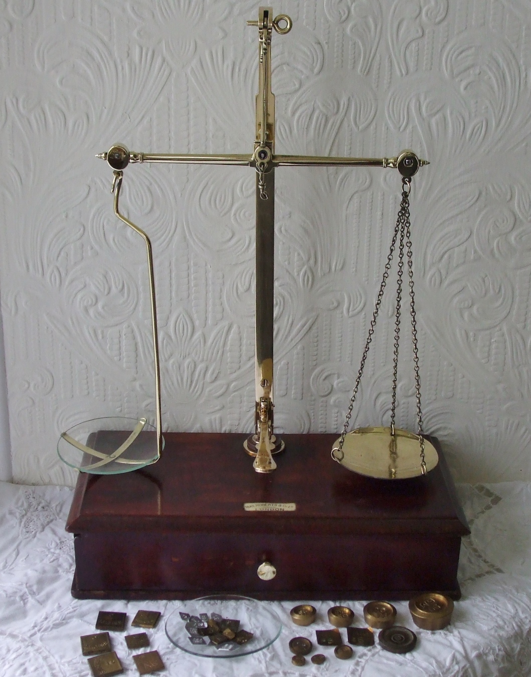 Set of Antique English Victorian Apothecary Scales ~ May, Roberts & Co. ~ London (1 of 1)