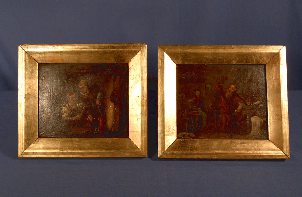 A pair of small oils on tin. (1 of 1)