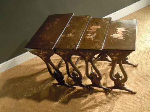 19th Century Laquered Nest of Four Tables (1 of 1) 19th Century Laquered Nest of Four Tables (1 of 1)