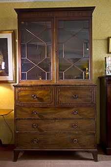 George III Mahogany Bookcase Secretaire (1 of 1)