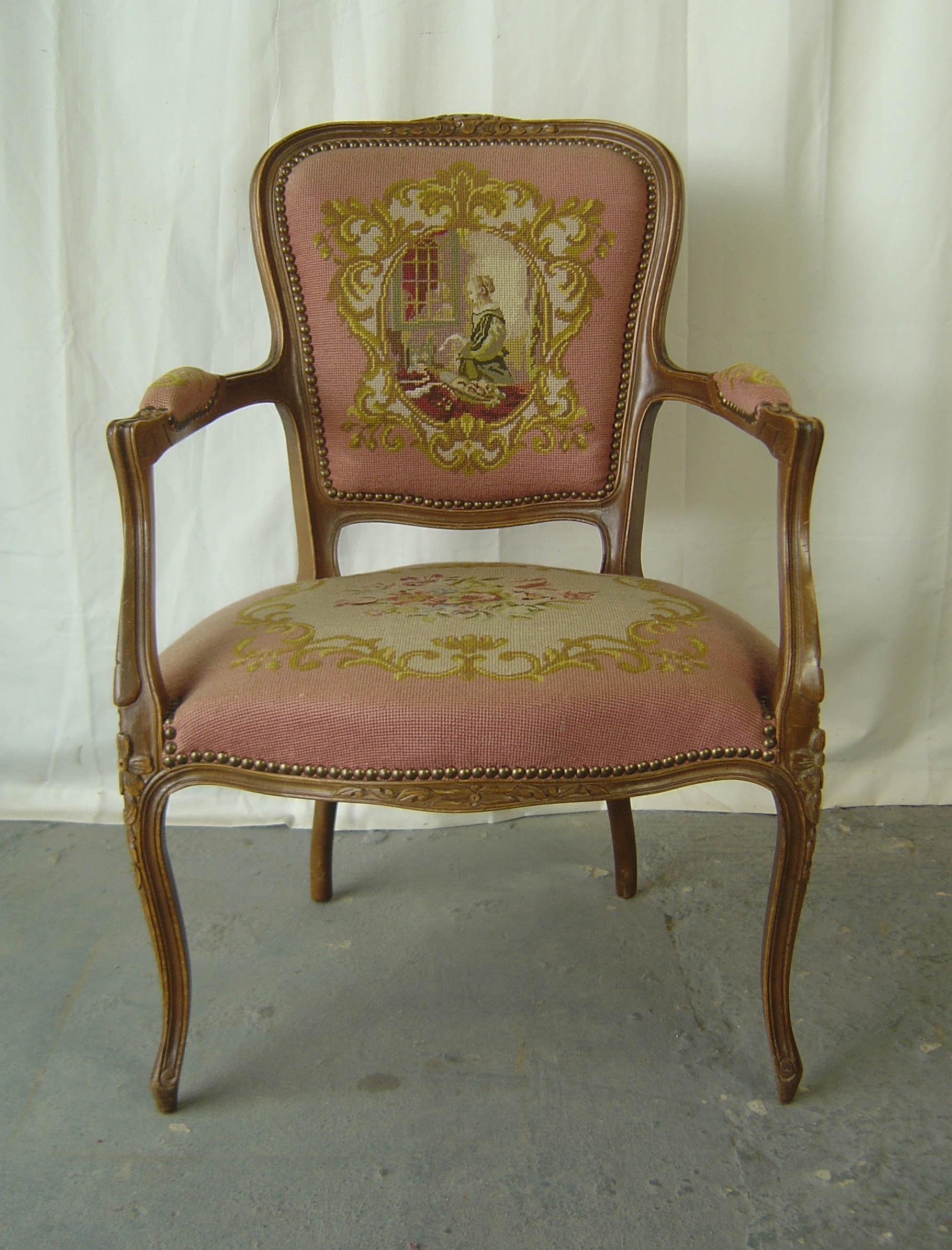A French Louis XV Style Tapestry Chair (2) (1 of 1)