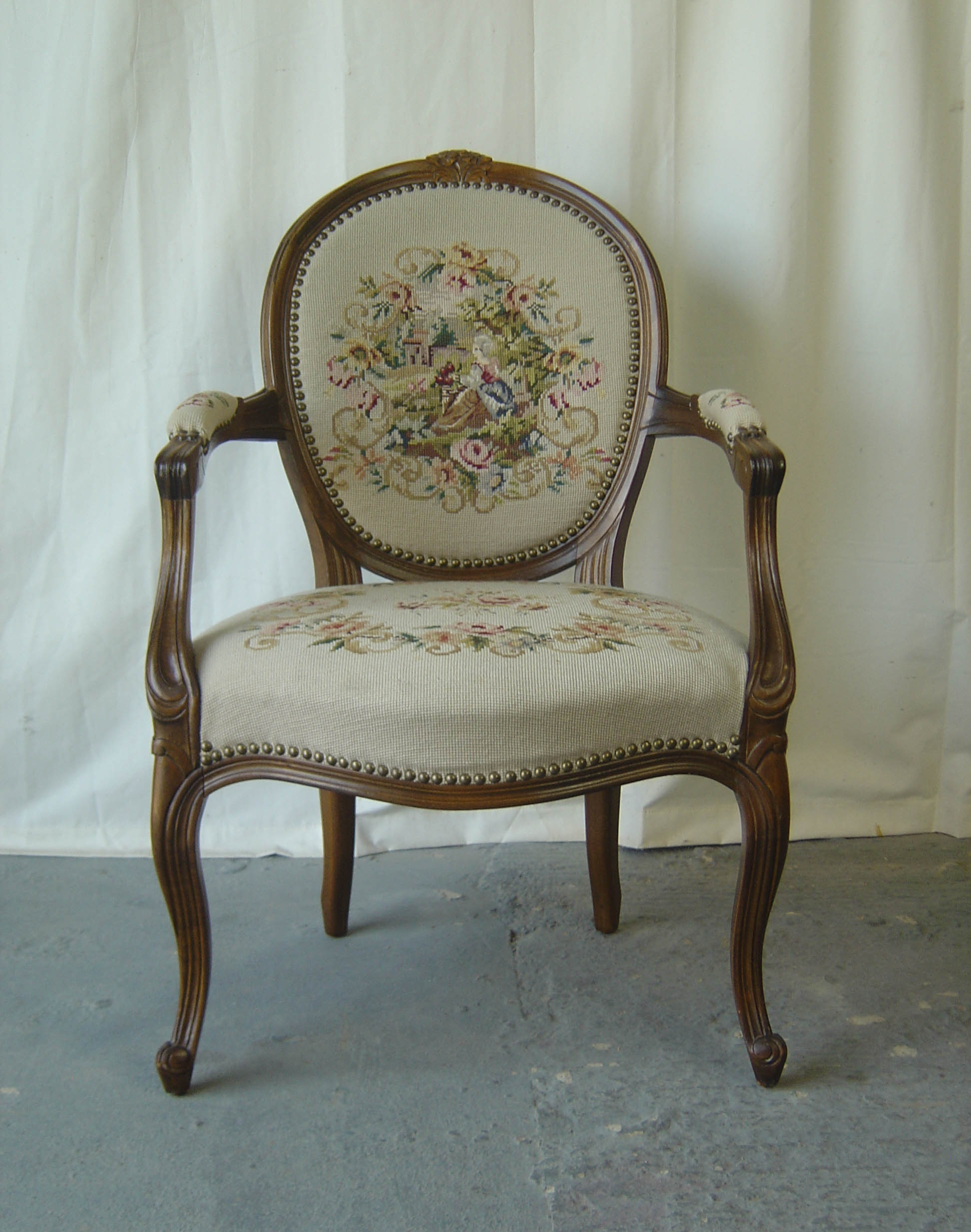 A French Louis XV Style Tapestry Chair (3) (1 of 1)
