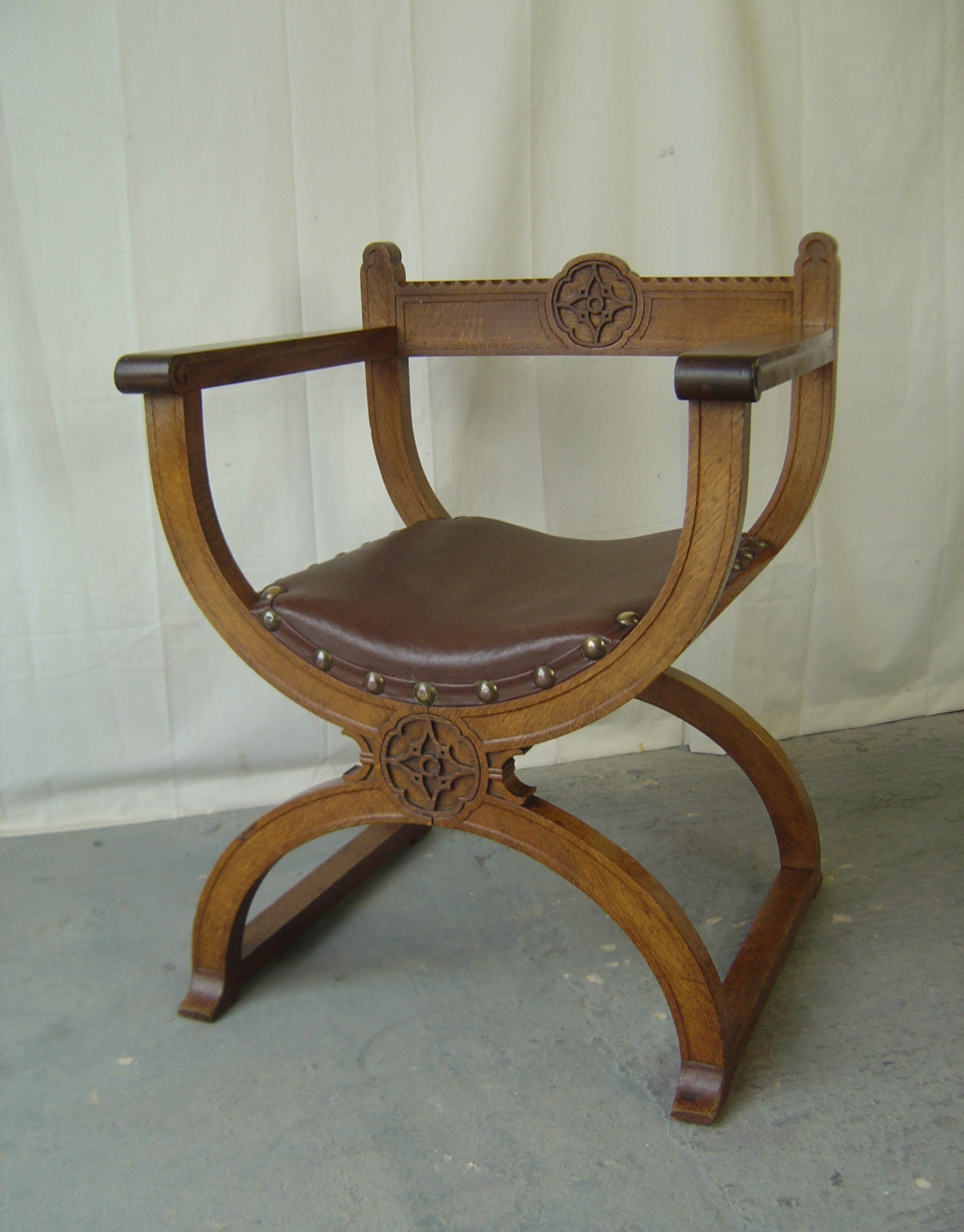 A Continental Solid Oak X Frame Chair (1 of 1)