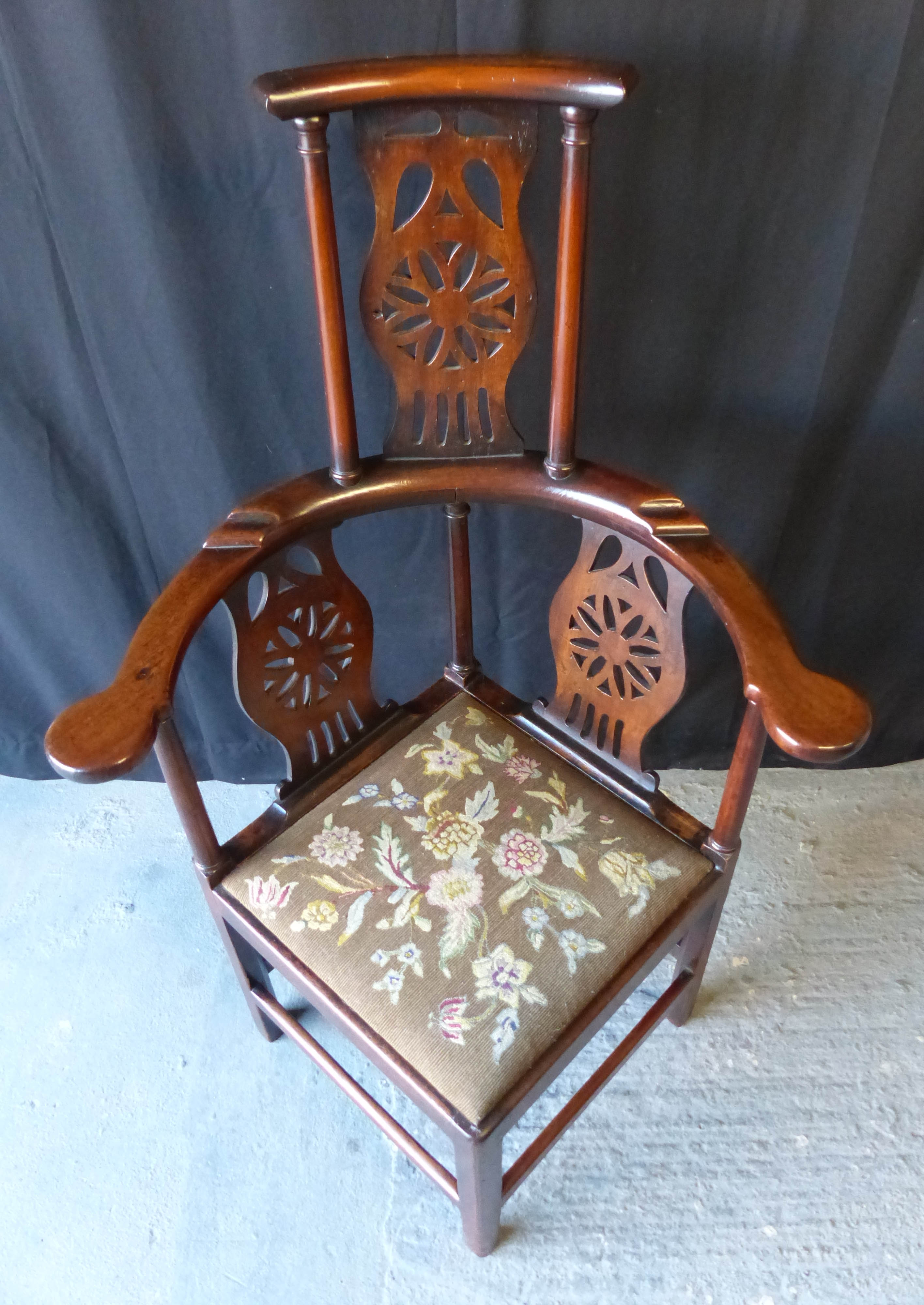 George III Mahogany High Back Corner Chair (1 of 9)