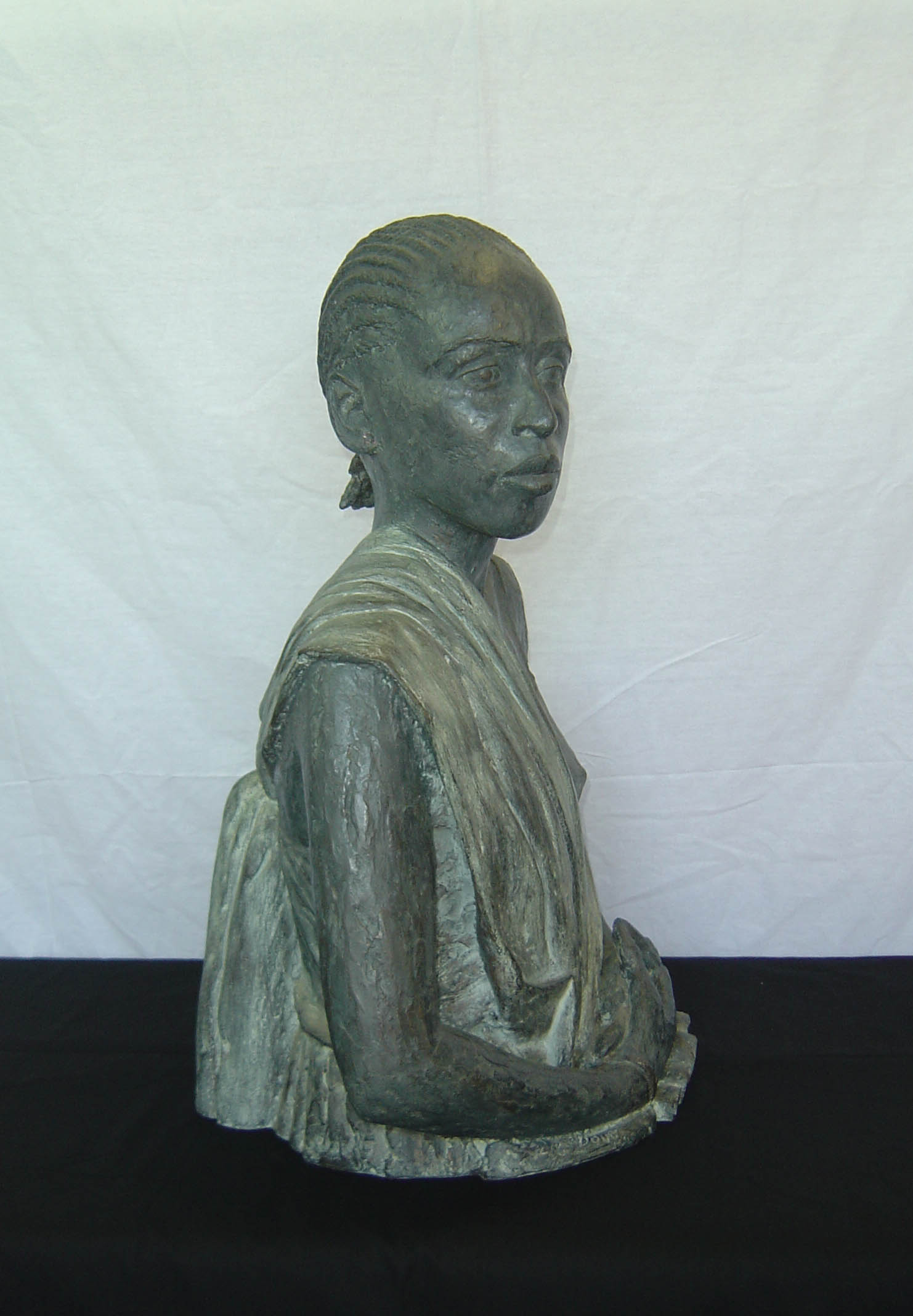 A Bronze Resin Bust of an African Lady (1 of 7)