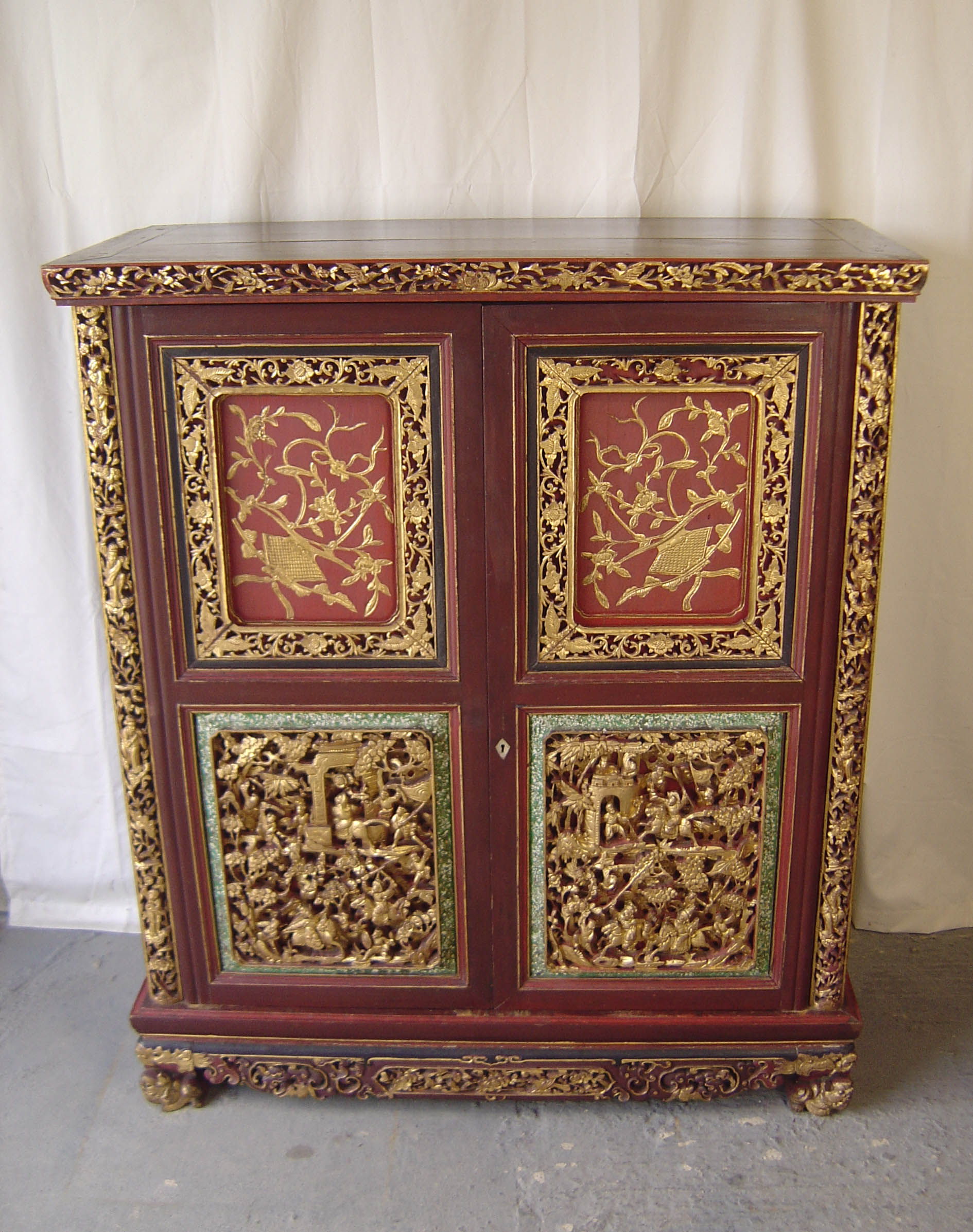 An Ornately Carved Oriental Cabinet c.1920 (1 of 1)