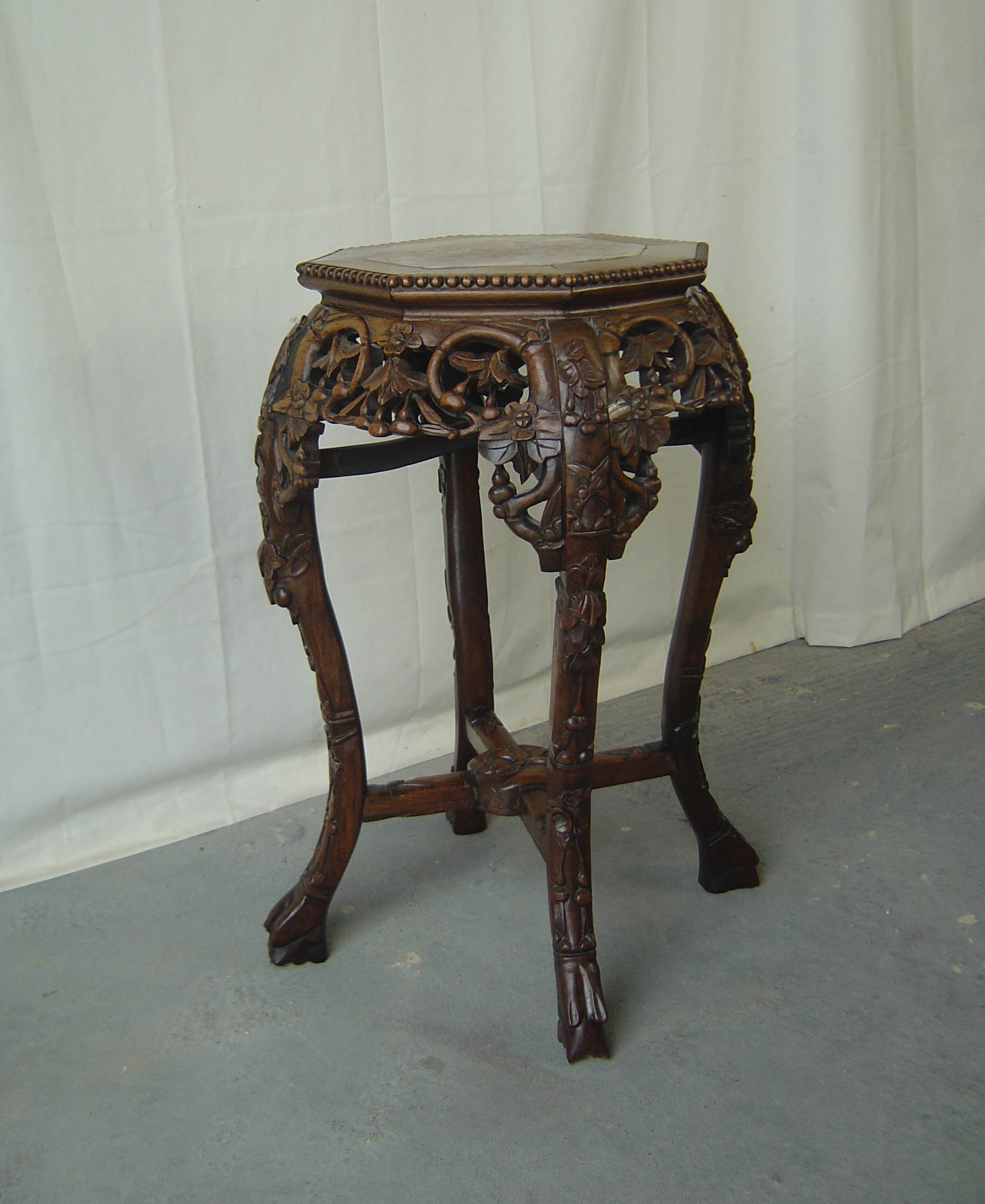 A Chinese Hardwood Marble Top Stand (1 of 1)