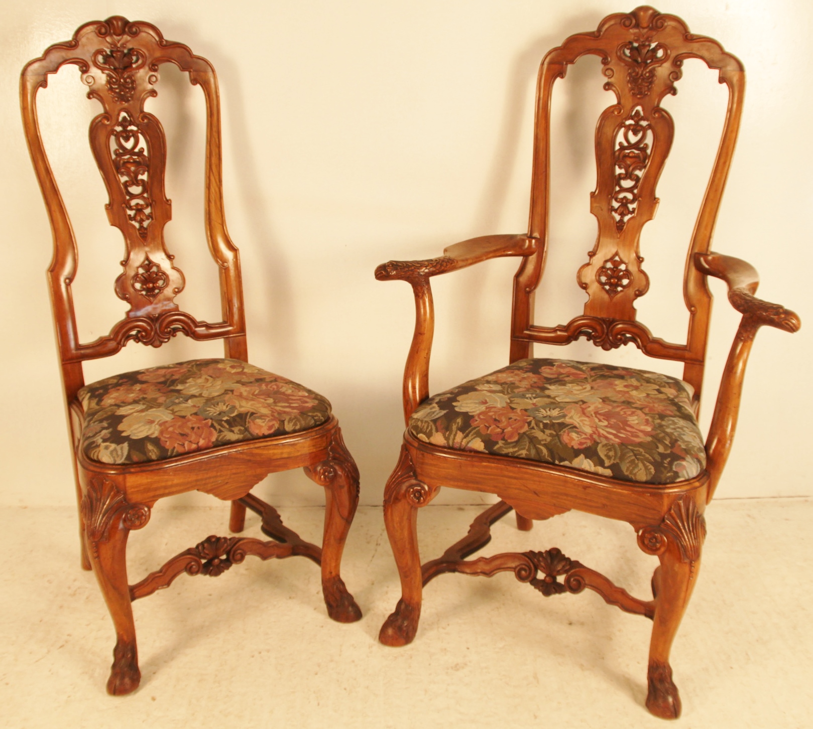Superb Set 8 Walnut Dining Chairs c.1920 (1 of 1)