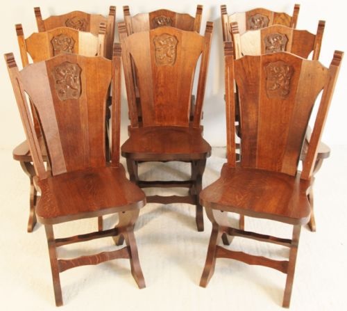 Amazing Set of 8 Gothic Oak Dining Chairs c.1900 (1 of 1)