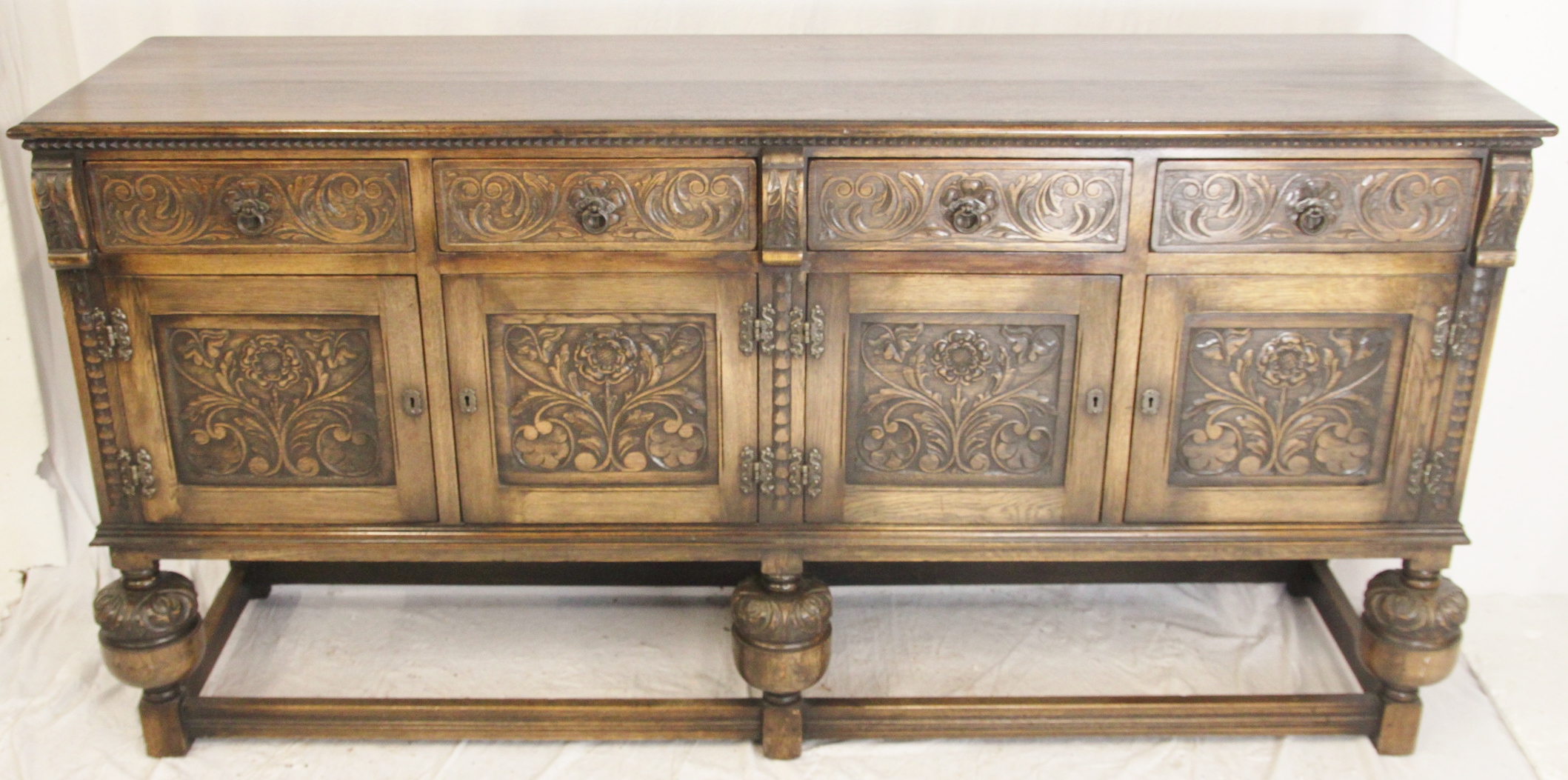 Carved Oak Four Door Sideboard (1 of 1)