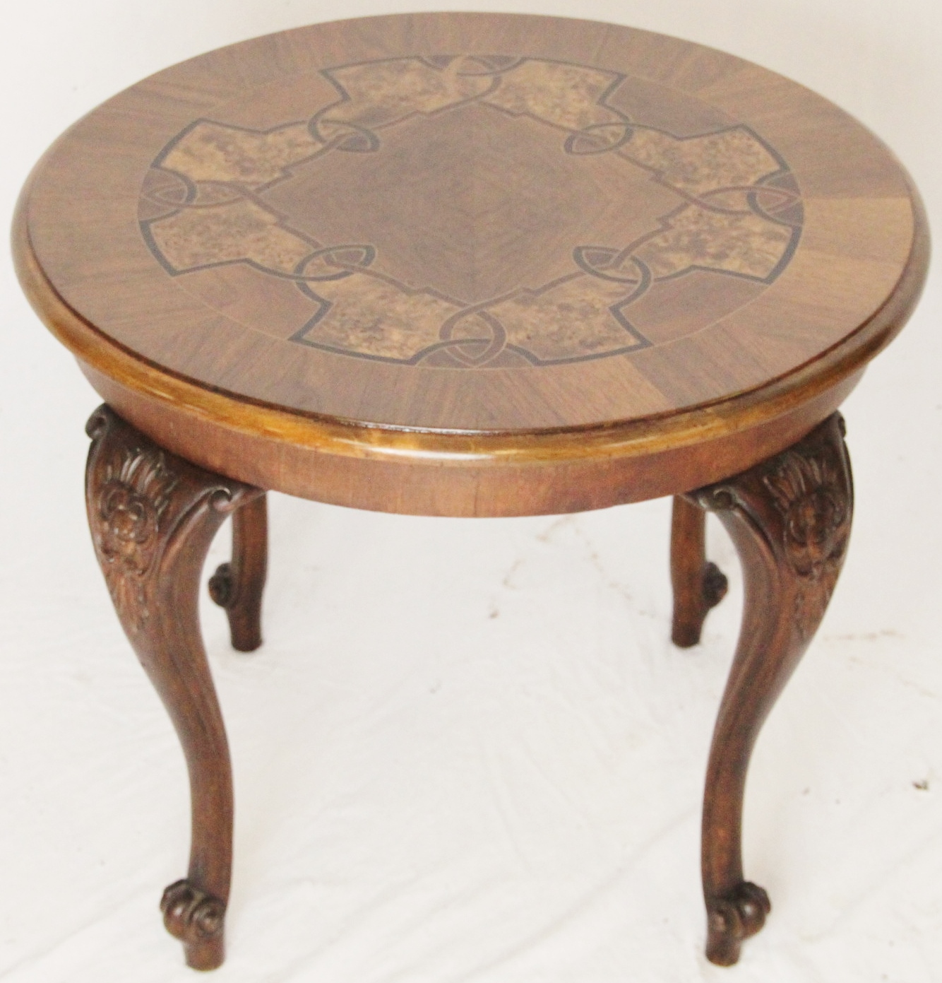 Round Inlaid Walnut Coffee Table c.1900 (1 of 1)