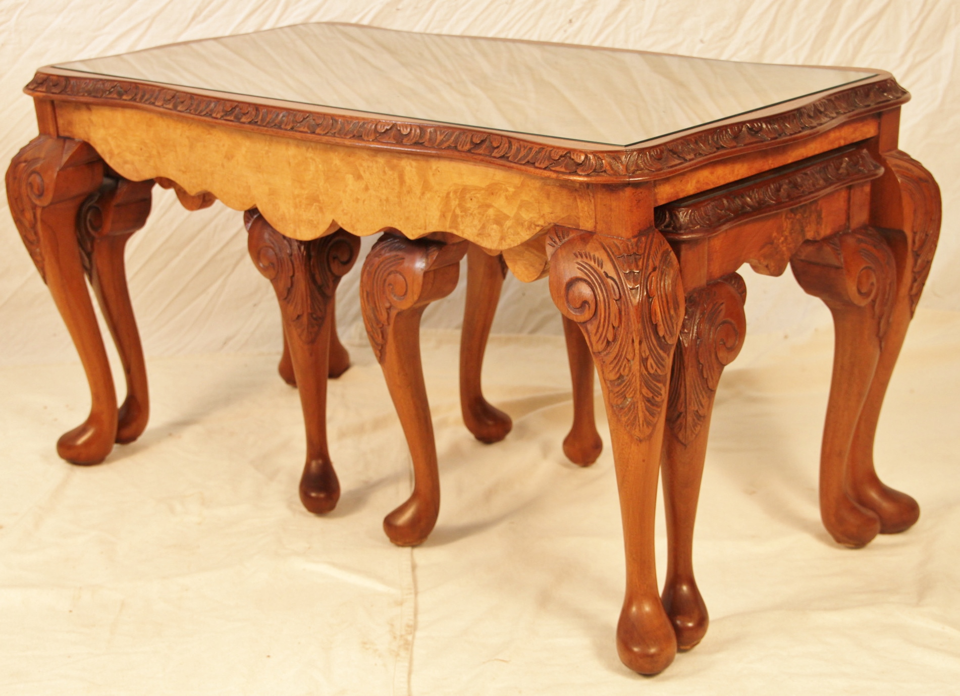Burr Walnut 'Long John' Nest of Tables c.1920 (1 of 1)