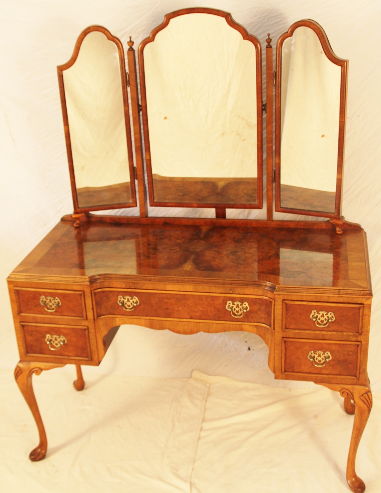 Burr Walnut Queen Anne  Dressing Table c.1910 (1 of 1)