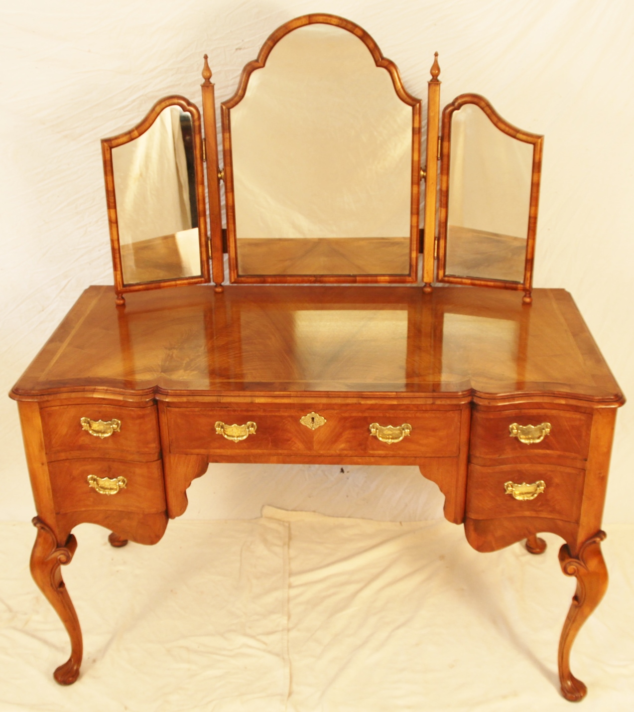 Burr Walnut Queen Anne Dressing Table c.1900 (1 of 1)