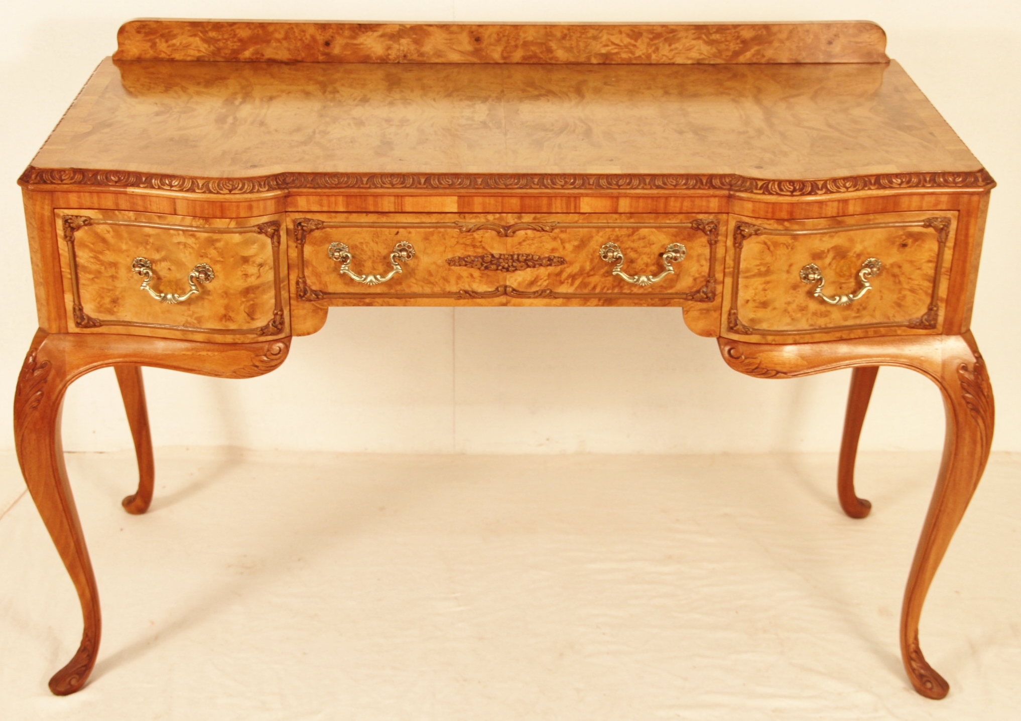 Serpentine Burr Walnut Writing Table c.1910 (1 of 1)