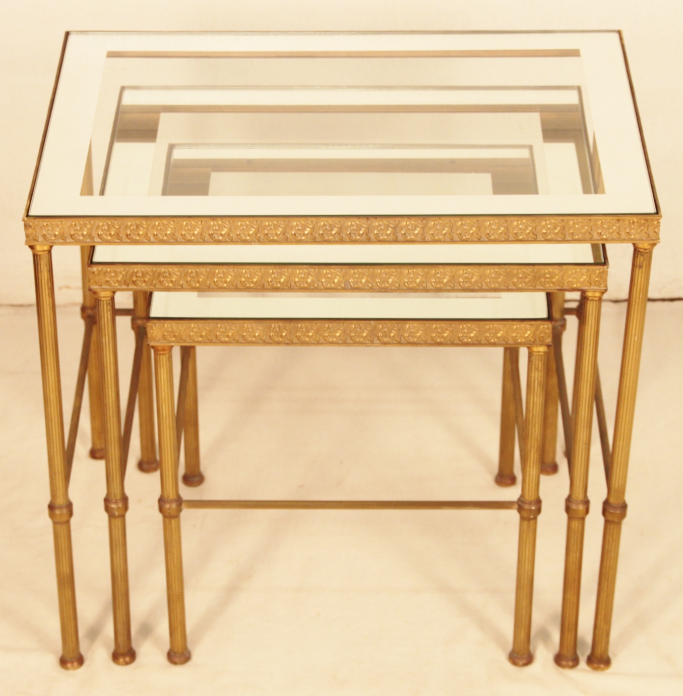 Brass and Glass Nest of Tables c.1930 (1 of 1) Brass and Glass Nest of Tables c.1930 (1 of 1)