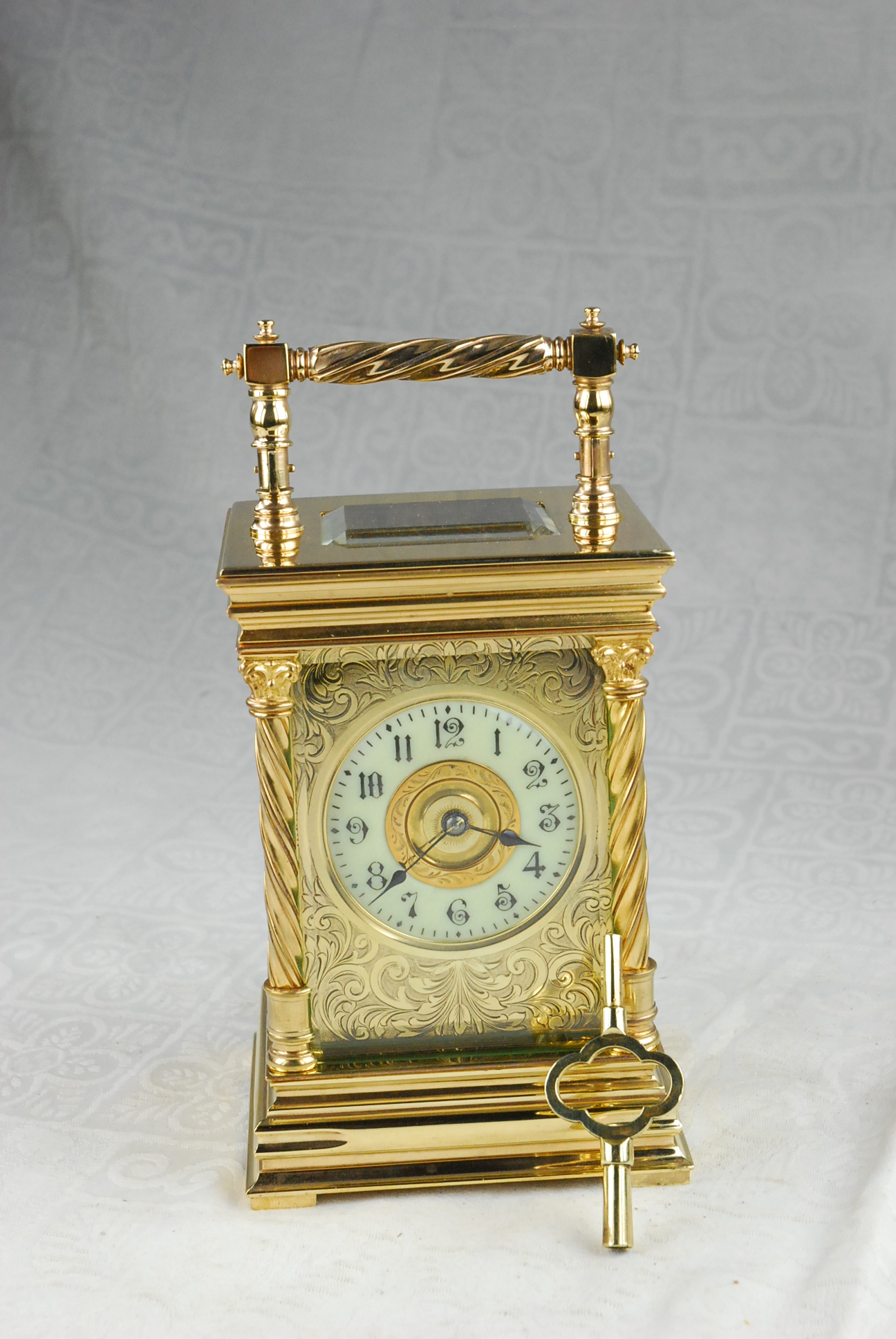 Large Antique Engraved Dial Repeat Carriage Clock c.1880 (1 of 1)