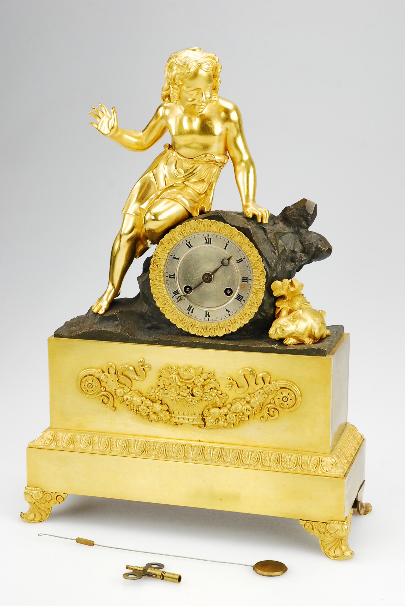 Rare Large French Ormolu Bronze Figural 8 Day Mantel Clock (1 of 1) Rare Large French Ormolu Bronze Figural 8 Day Mantel Clock (1 of 1)