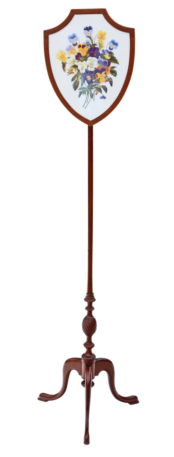 Victorian Mahogany Shield Pole Screen c.1870 (1 of 6)