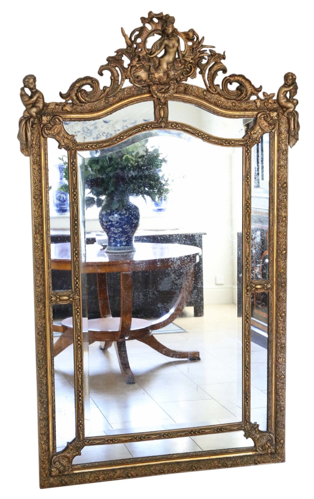 Very Large Quality Gilt Wall Floor Cushion Mirror 19th Century (1 of 9)